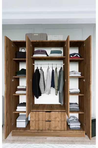 Armoire Atlas 4 portes 2 tiroirs