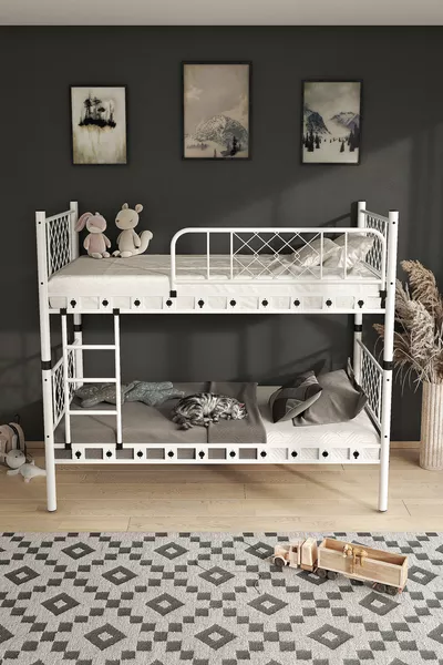 Letto a castello e letto singolo in metallo per bambini Metis