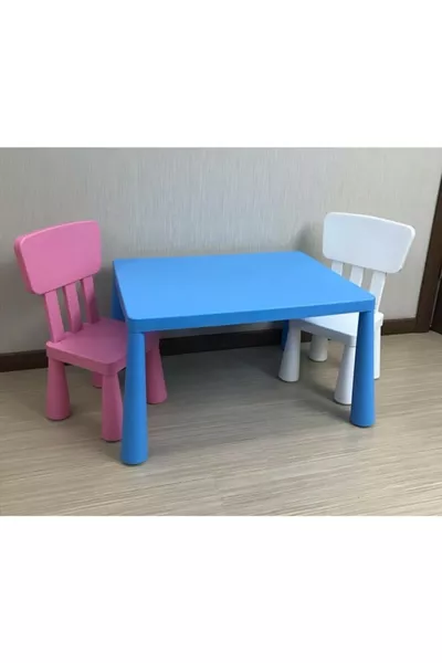 Ensemble de table Mammut rose avec chaises blanches