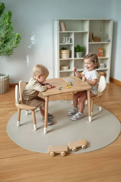 Table with 2 Chairs Montessori Kids Play Activity Study Desk