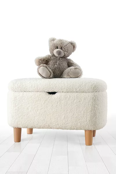 Pouf con Cassettino per Bambini Yomme - Teddy Bianco