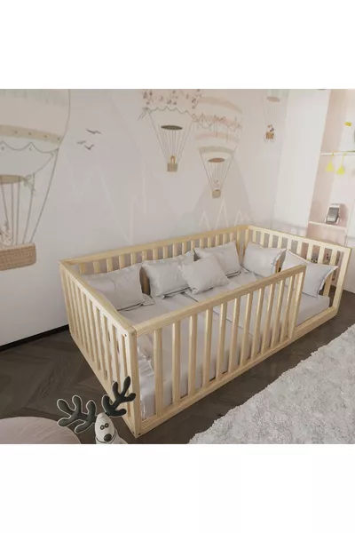 Montessori Naturholz-Kinderbett Höhe Cm