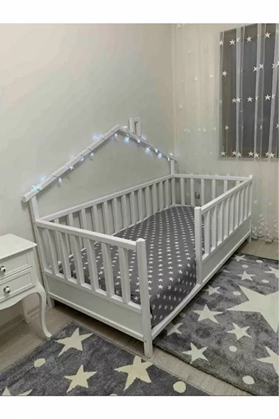 White Natural Wood Bed Montessori Baby and Children's Bed