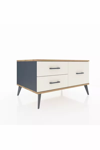 Cassettiera Kronos 3 Ripiani Antracite-Pino/Pietra di Luna