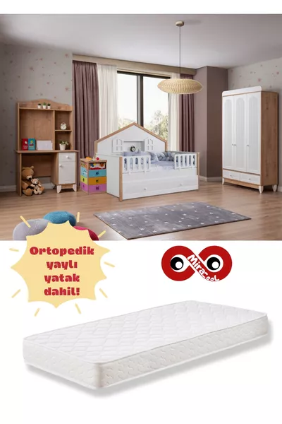 Camera per bambini Mira Meşe Montessori / Incluso materasso ortopedico a molle