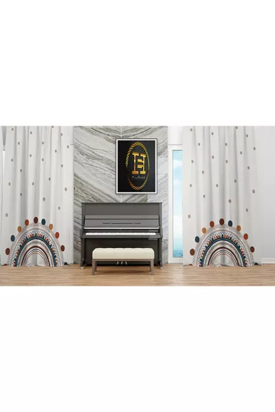 Regenbogen Kinderzimmer Set (Gardine - Bettdecke und Kissen - Teppich)