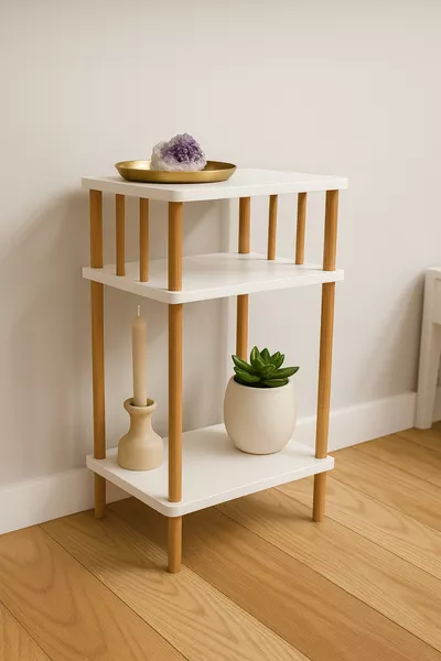 2-Shelf Corner and Side Table - Nightstand – Multi-Purpose Modern Convertible Table