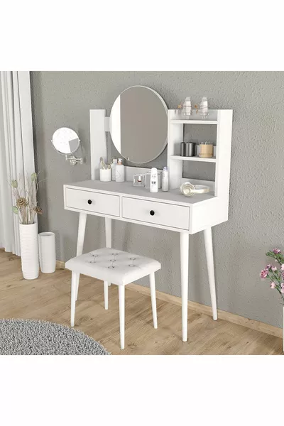 LEGENDARY WHITE DRESSING TABLE WITH STOOL SET
