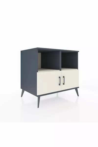 Commode Kronos 2 étagères 2 portes Anthracite-Pierre de lune