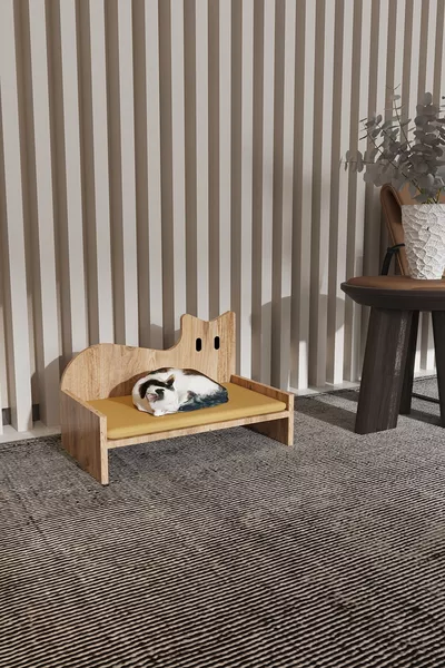 Lit pour Chat et Chien en Bois TODİ - AVEC MOUSSE - PIN
