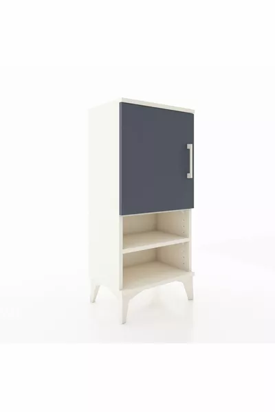 Arges Comodino 3 Ripiani con Porta Singola Azzurrite-Antracite