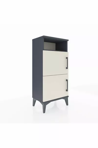 Table de chevet Arges à une étagère et deux portes Anthracite-Pierre de lune