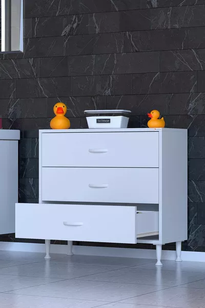 SÖKE, Mobile da Bagno Multiuso con 3 Cassetti e Piedini (diverse opzioni di larghezza)