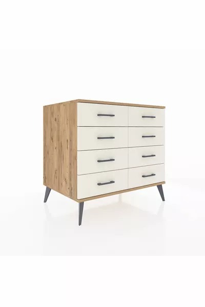 Kronos Dresser 8-Drawer Pine-Pine/Beige