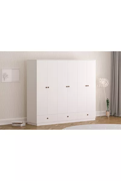 Armoire Elif Modern 6 portes 3 tiroirs