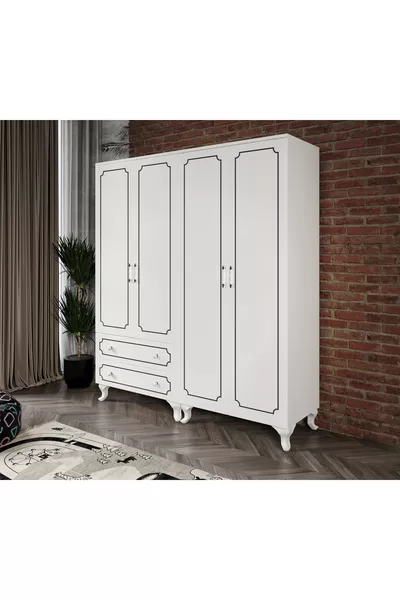 Style 4-Door 2-Drawer Modular Wardrobe, Clothes Cabinet - Made Entirely of Premium Quality MDF