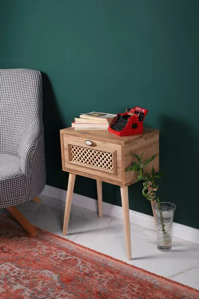 Comodino da letto con ante Telaio in pino