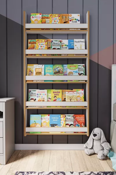 Montessori 5-Shelf MDF Children's Bookshelf * Cm White