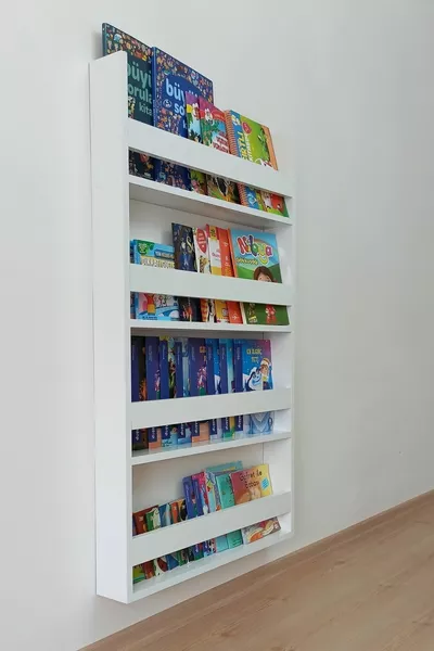 Montessori Bookshelf & Children's Room Bookshelf & Baby Room Educational Bookshelf 4-Tier White