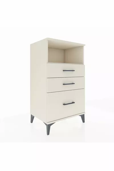 Hyperion Nightstand with Single Shelf and 3 Drawers Moonstone-Moonstone