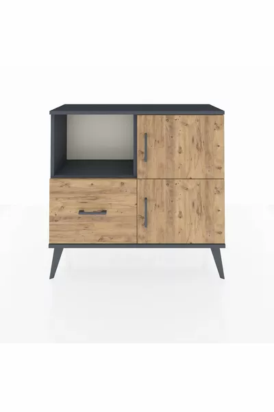 Arges Dresser 2 Shelves Single Drawer 2 Doors Anthracite-Pine