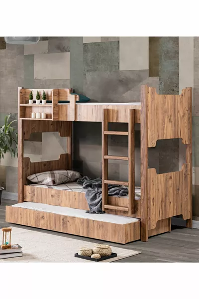 MDF Profile Bunk Bed, Eurasia Detachable Bunk Bed with 2 Comfort Mattresses