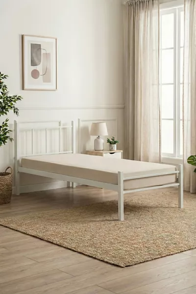 Single Person Wrought Iron Metal Bed Frame White