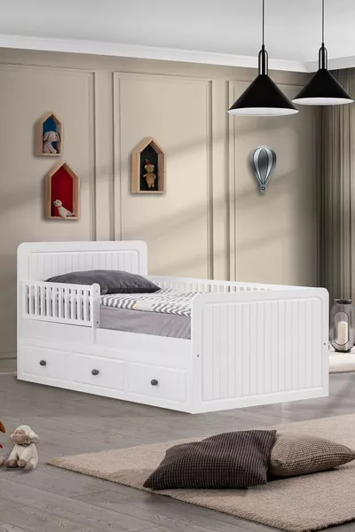 Montessori Bed with Storage, Lena Montessori Bed with Storage - White
