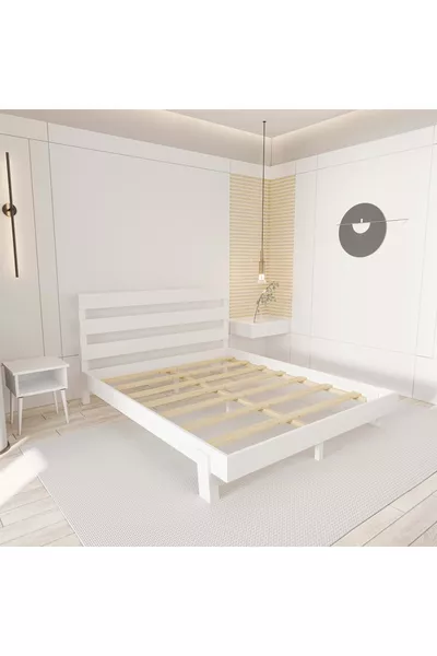 Letto in legno di pino bianco modello natura New con due comodini