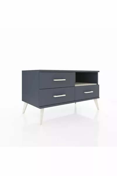 Commode Hyperion à une étagère et 3 tiroirs Anthracite-Sable/Mer de pierre/Anthracite