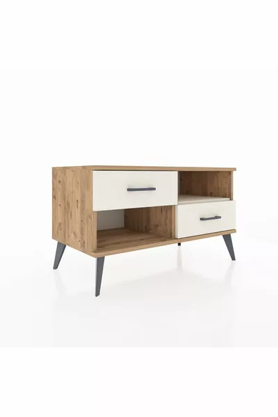 Commode Hyperion à un seul étagère et 2 tiroirs en pin-ardoise