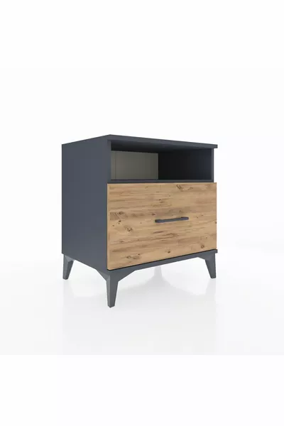 Commode Hyperion à une étagère et un tiroir Anthracite-Cèdre
