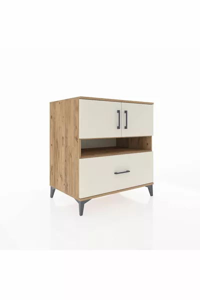 Kronos Dresser with 3 Shelves, 1 Drawer, 2 Doors, Pine-Ash