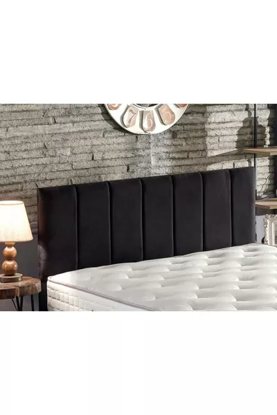 Niron Piano Lite Başlık - Çift Kişilik Yatak Başlığı, Silinebilir Siyah Soho Kumaş Baza Başlığı
