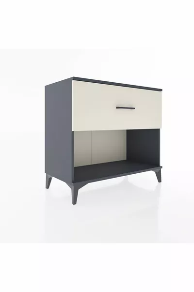 Commode Hyperion à un tiroir Gris anthracite-Sable