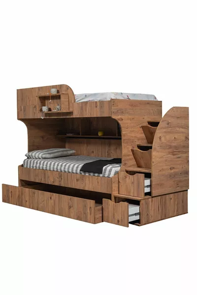Letto a castello, Letto a castello Aura con lettino - 3 materassi comfort