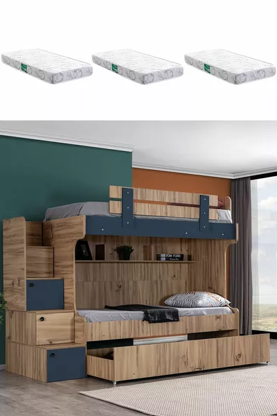 Letto a castello, Letto a castello con cassetti Riva 3 pezzi Comfort