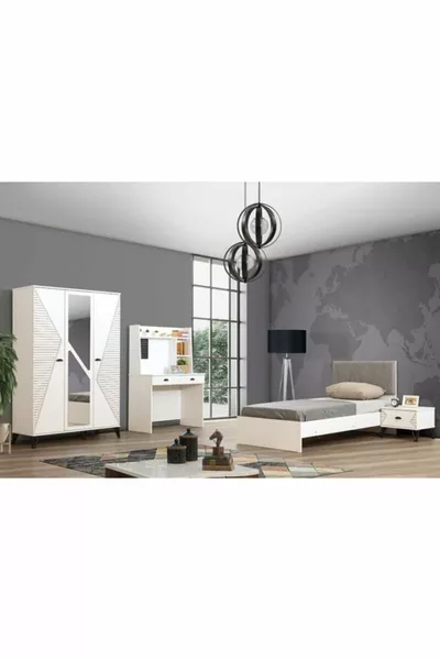 Camera da Letto Safir per Bambini - Armadio a 3 Ante, Letto, Comodino, Scrivania