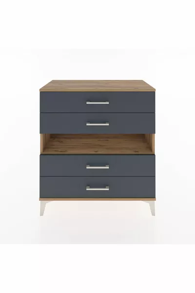 Hyperion Dresser Single Shelf 4-Drawer Pine-Anthracite
