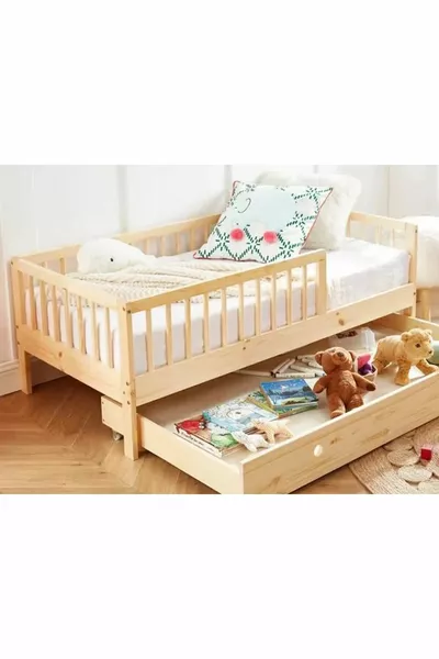 Ahşap Montessori Yavrulu Karyola - Yavru Yataklı Karyola - Montessori Karyola - 