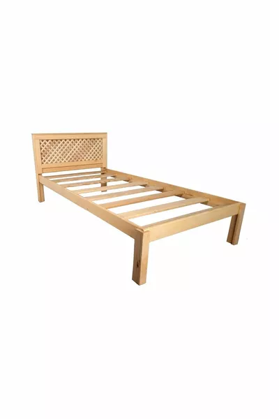 bed frame with mattress-compatible headboard