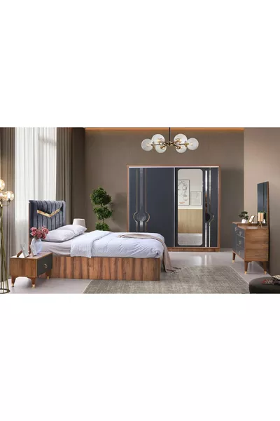 Şehzade Ceviz - Camera da letto Grigio Antracite
