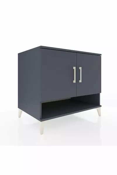 Commode Kronos 2 étagères 2 portes Anthracite-Anthracite