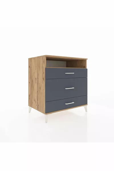 Comò Kronos con una ripiano e 3 cassetti Pino-Antracite