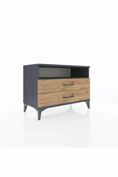 Hyperion Dressoir Met Eén Plank En 2 Lades Antraciet-Groen