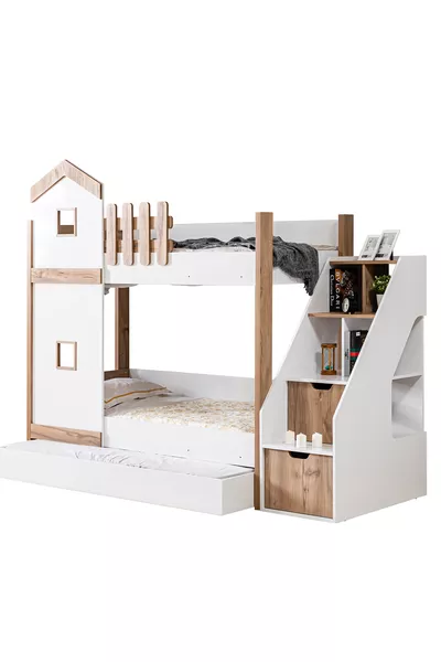 Ranza, Letto a Castello Eiffel con Cucciolo + 3 Materassi Comfort