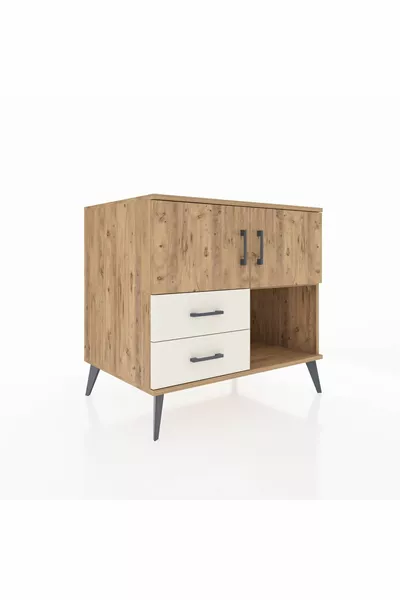 Kronos Dresser 2 Shelves 2 Drawers 2 Doors Pine-Pine/Sandstone