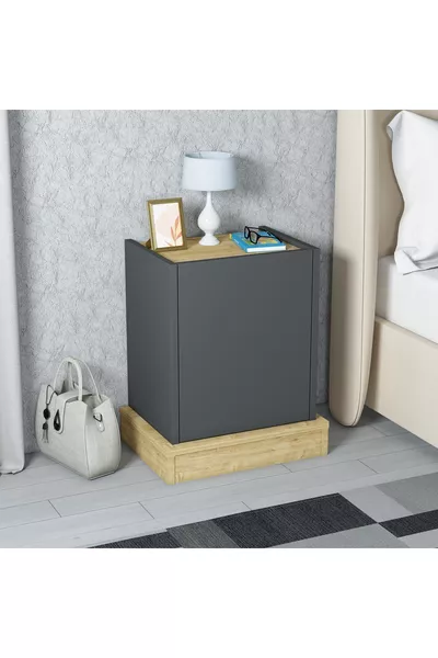MoBiga Alen Nightstand with 2 Compartments and Cabinet