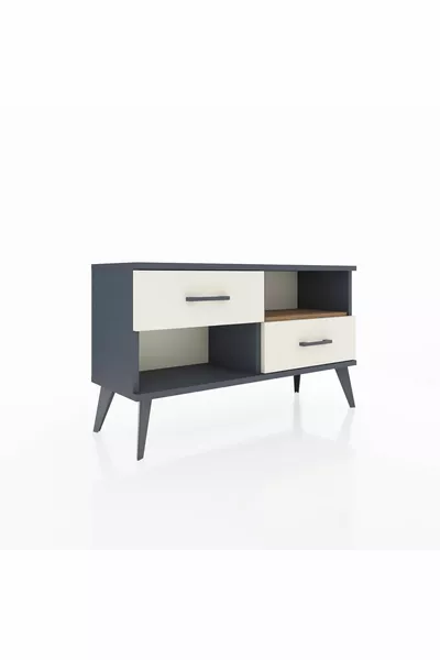 Arges Kommode mit Einem Regal und 2 Schubladen Anthrazit-Kiefer/Sandstein