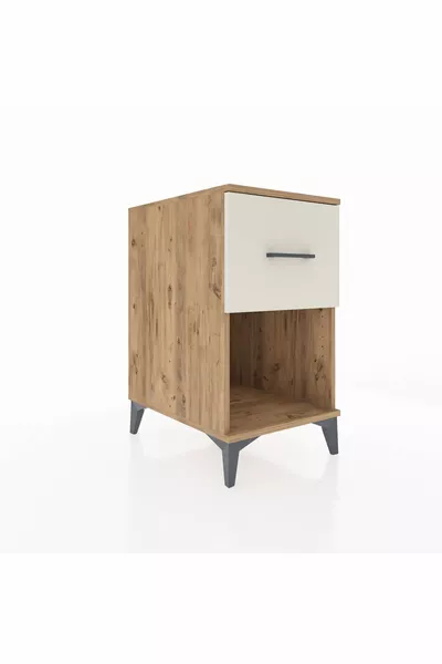 Kronos Nightstand Single Drawer Pine-Marble